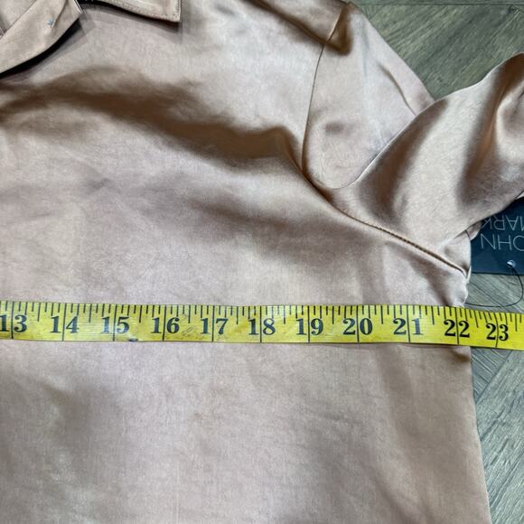 NWT John Mark Satin Woven Button Front Point Collar Long Sleeve Women's Size L - Picture 9 of 11